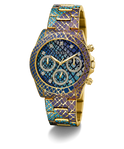 GW0752L1 GUESS Ladies Blue Purple Gold Tone Multi-function Watch angle