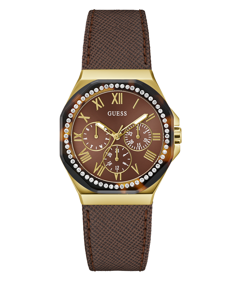 GW0753L3 GUESS Ladies Brown Gold Tone Multi-function Watch