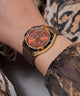 GW0753L3 GUESS Ladies Brown Gold Tone Multi-function Watch watch on wrist