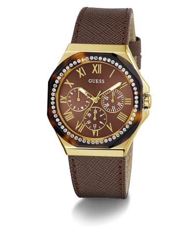 GW0753L3 GUESS Ladies Brown Gold Tone Multi-function Watch angle