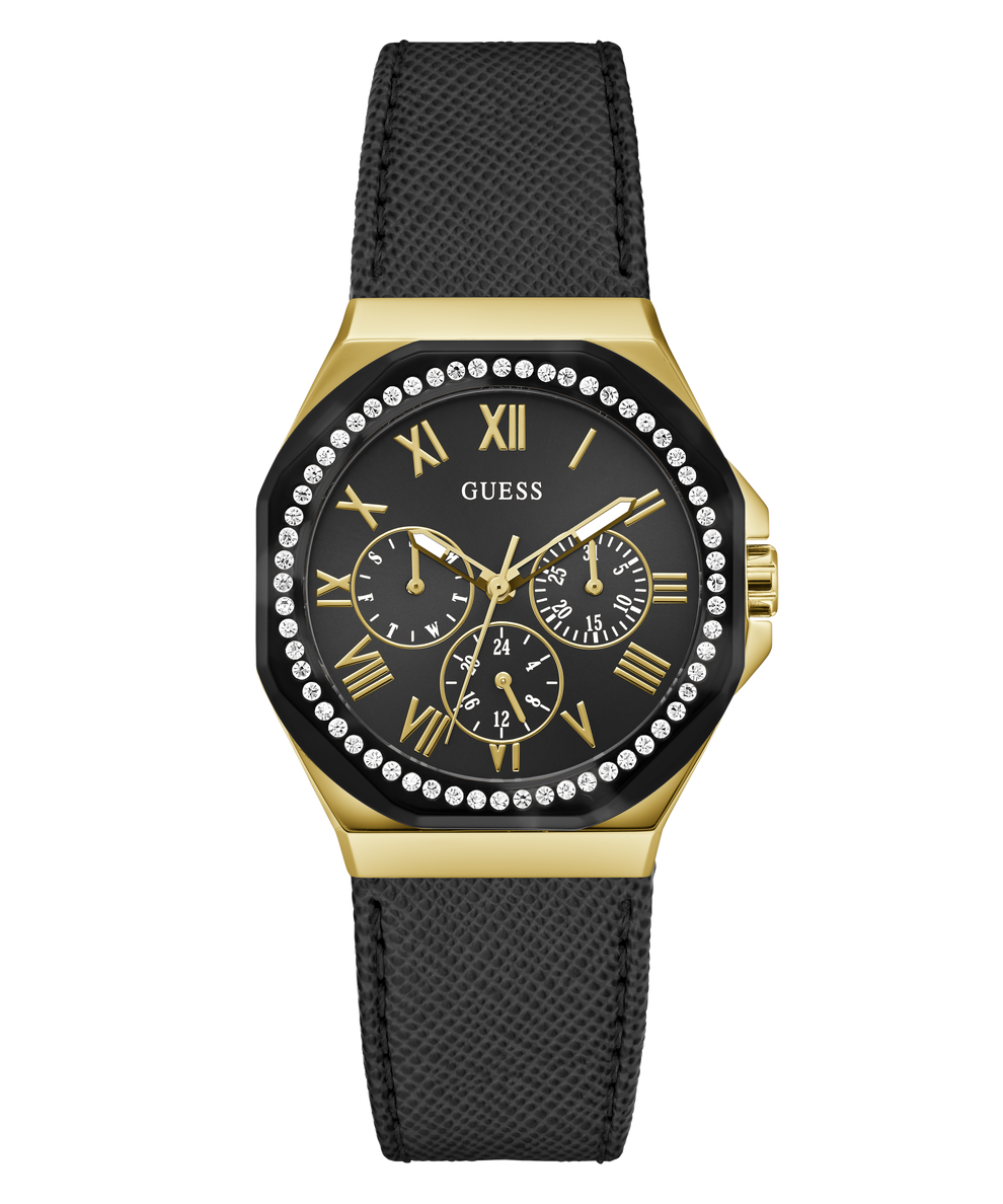 GW0753L4 GUESS Ladies Black Gold Tone Multi-function Watch