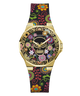 GW0754L1 GUESS Ladies Day of the Dead Black Gold Tone Analog Watch