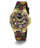 GW0754L1 GUESS Ladies Day of the Dead Black Gold Tone Analog Watch angle