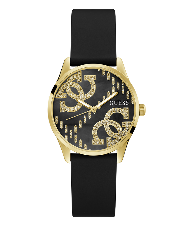 GW0755L3 GUESS Ladies Black Gold Tone Analog Watch