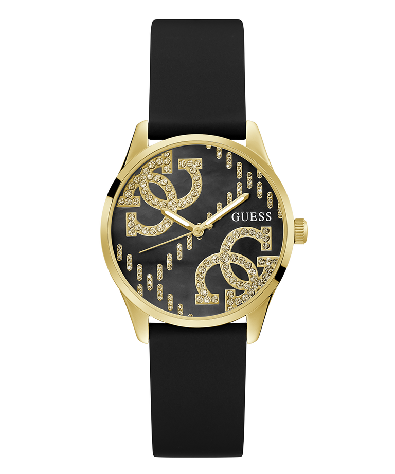 GW0755L3 GUESS Ladies Black Gold Tone Analog Watch