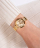 GW0762L2 GUESS Ladies Gold Tone Analog Watch lifestyle watch on wrist