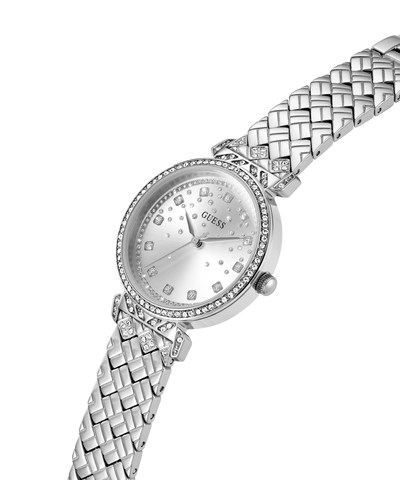 GW0763L1 GUESS Ladies Silver Tone Analog Watch lifestyle angle