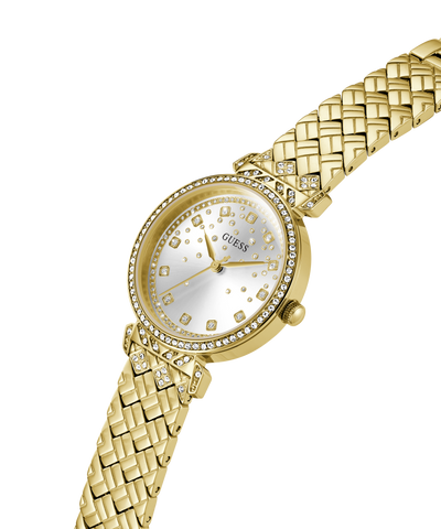 GW0763L2 GUESS Ladies Gold Tone Analog Watch lifestyle angle