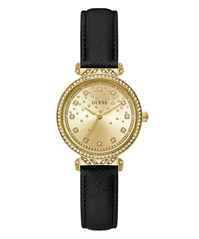 GW0764L2 GUESS Ladies Black Gold Tone Analog Watch 