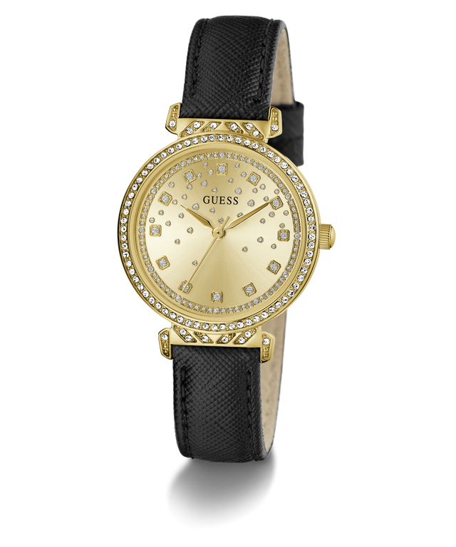 GW0764L2 GUESS Ladies Black Gold Tone Analog Watch angle