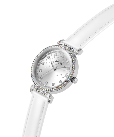 GW0764L4 GUESS Ladies White Silver Tone Analog Watch lifestyle angle