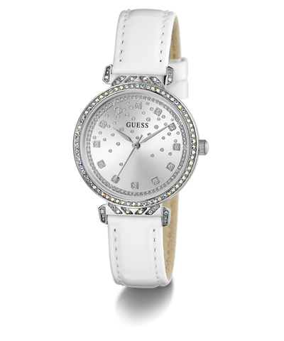 GW0764L4 GUESS Ladies White Silver Tone Analog Watch angle