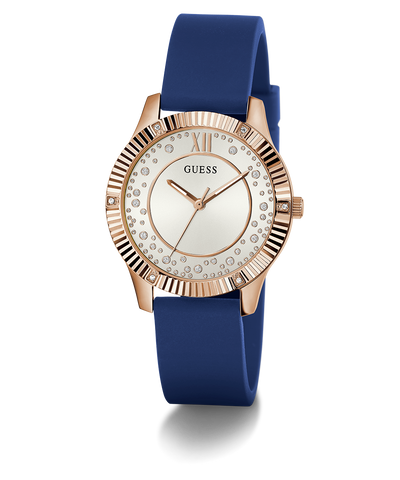 GW0766L4 GUESS Ladies Blue Rose Gold Tone Analog Watch angle