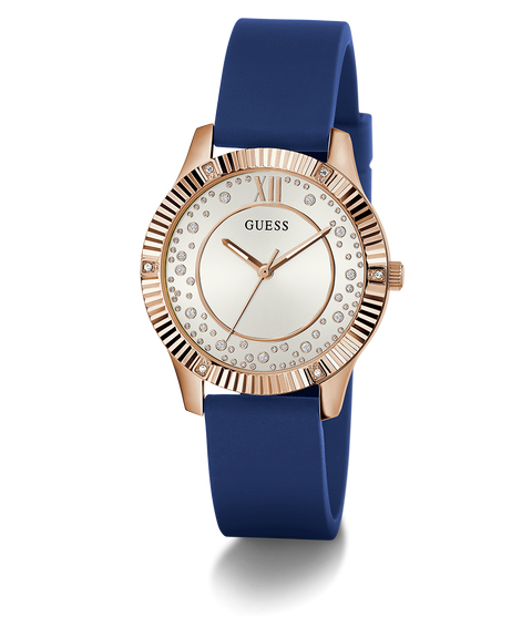 GUESS Ladies Blue Rose Gold Tone Analog Watch - GW0766L4 | GUESS
