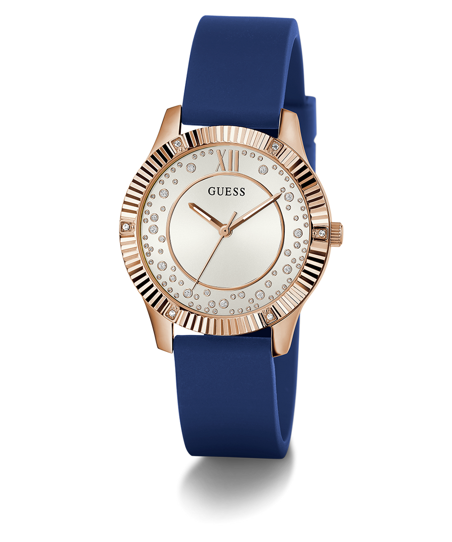 GW0766L4 GUESS Ladies Blue Rose Gold Tone Analog Watch angle