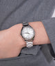 GW0767L1 GUESS Ladies Silver Tone Analog Watch watch on wrist