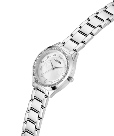 GW0767L1 GUESS Ladies Silver Tone Analog Watch lifestyle angle