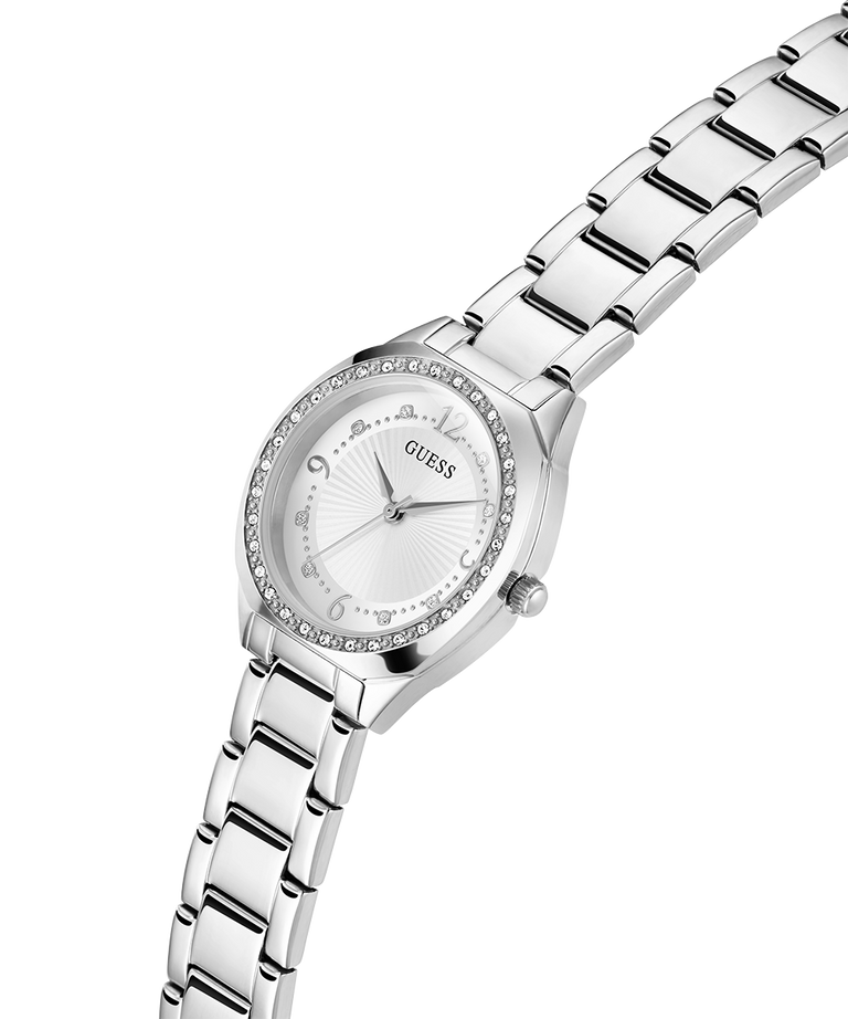 GW0767L1 GUESS Ladies Silver Tone Analog Watch lifestyle angle