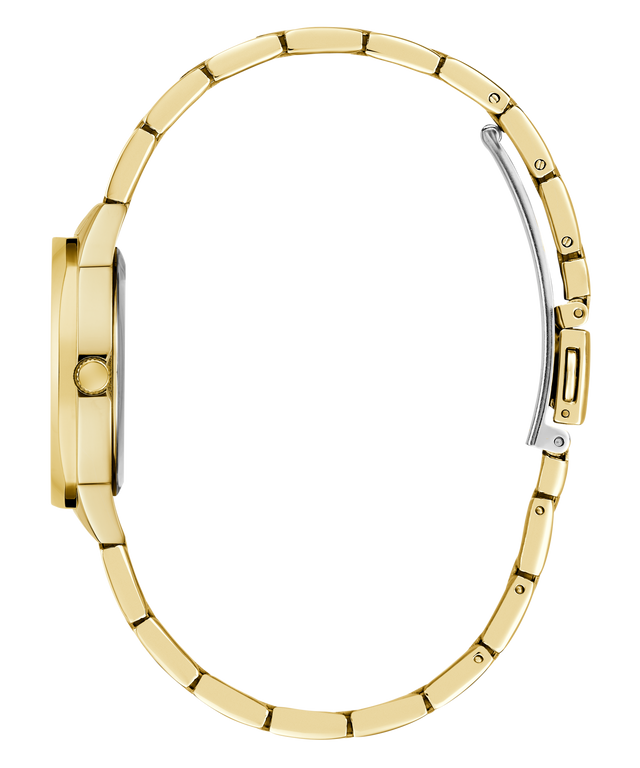 Gold watch strap on a white background
