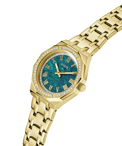 GW0770L2 GUESS Ladies Gold Tone Analog Watch lifestyle angle