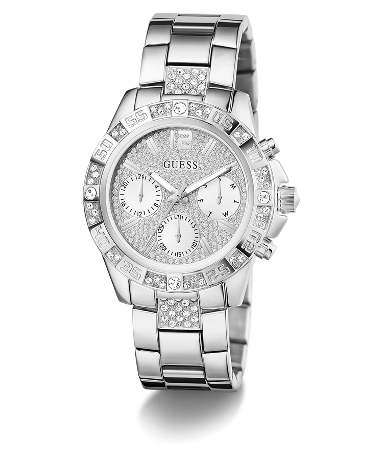 GW0771L1 GUESS Ladies Silver Tone Multi-function Watch angle