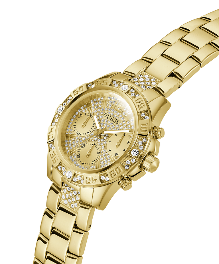 GW0771L2 GUESS Ladies Gold Tone Multi-function Watch lifestyle angle