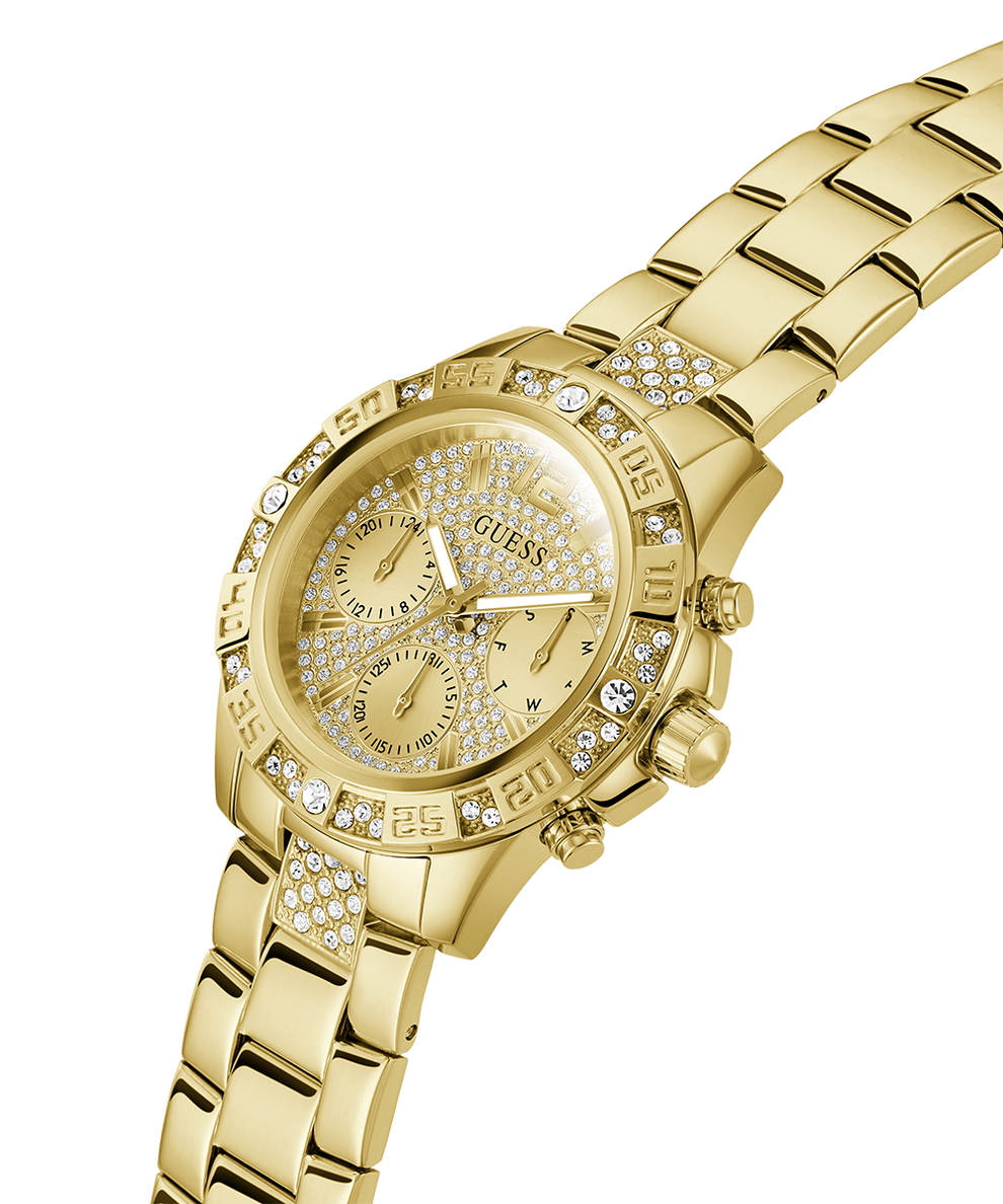 GW0771L2 GUESS Ladies Gold Tone Multi-function Watch lifestyle angle