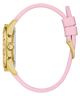 Watch with pink strap and gold case on a white background