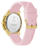 Watch with pink strap and gold case on a white background