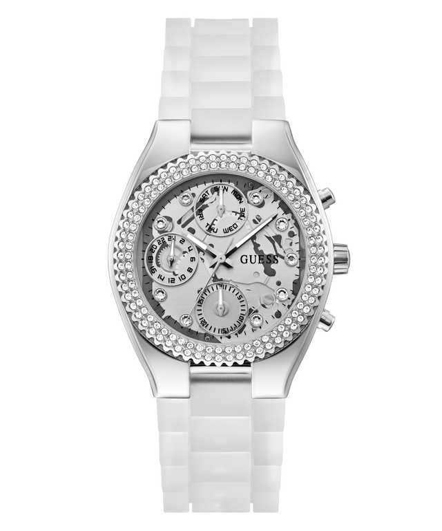 GW0773L1 GUESS Ladies Clear Silver Tone Multi-function Watch