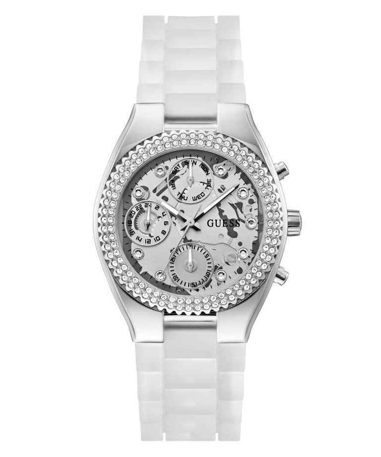 GW0773L1 GUESS Ladies Clear Silver Tone Multi-function Watch