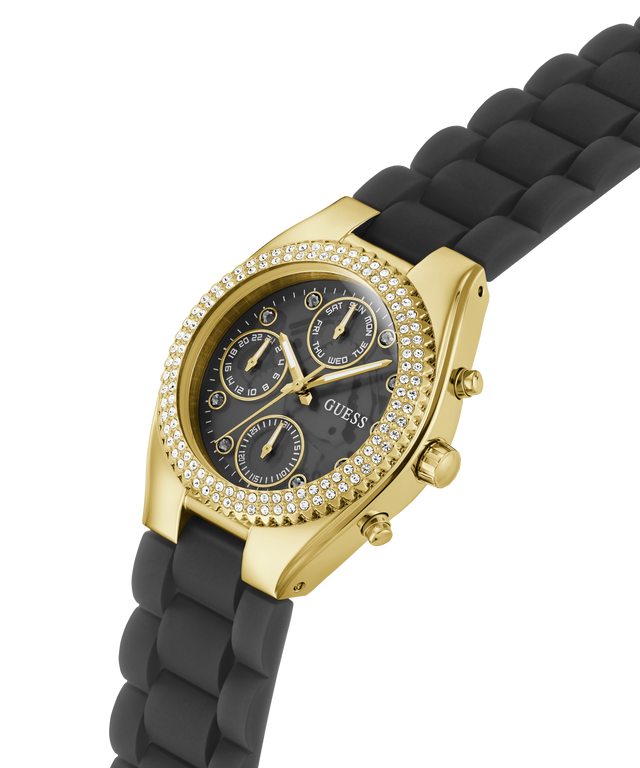 GW0773L2 GUESS Ladies Black Gold Tone Multi-function Watch lifestyle