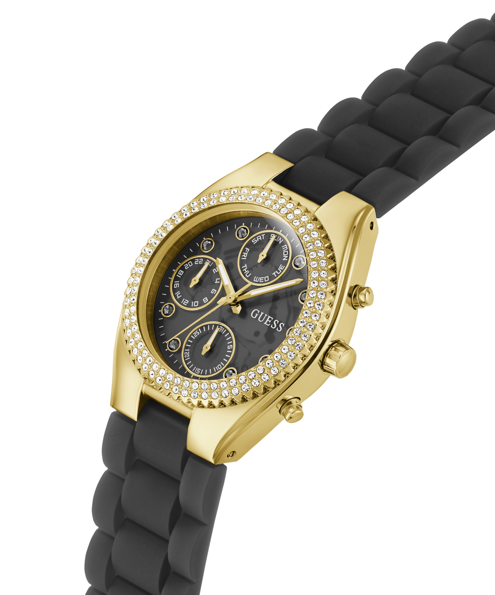 GW0773L2 GUESS Ladies Black Gold Tone Multi-function Watch lifestyle