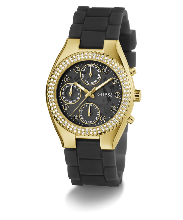 GW0773L2 GUESS Ladies Black Gold Tone Multi-function Watch angle