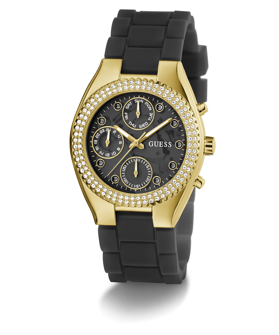 GW0773L2 GUESS Ladies Black Gold Tone Multi-function Watch angle