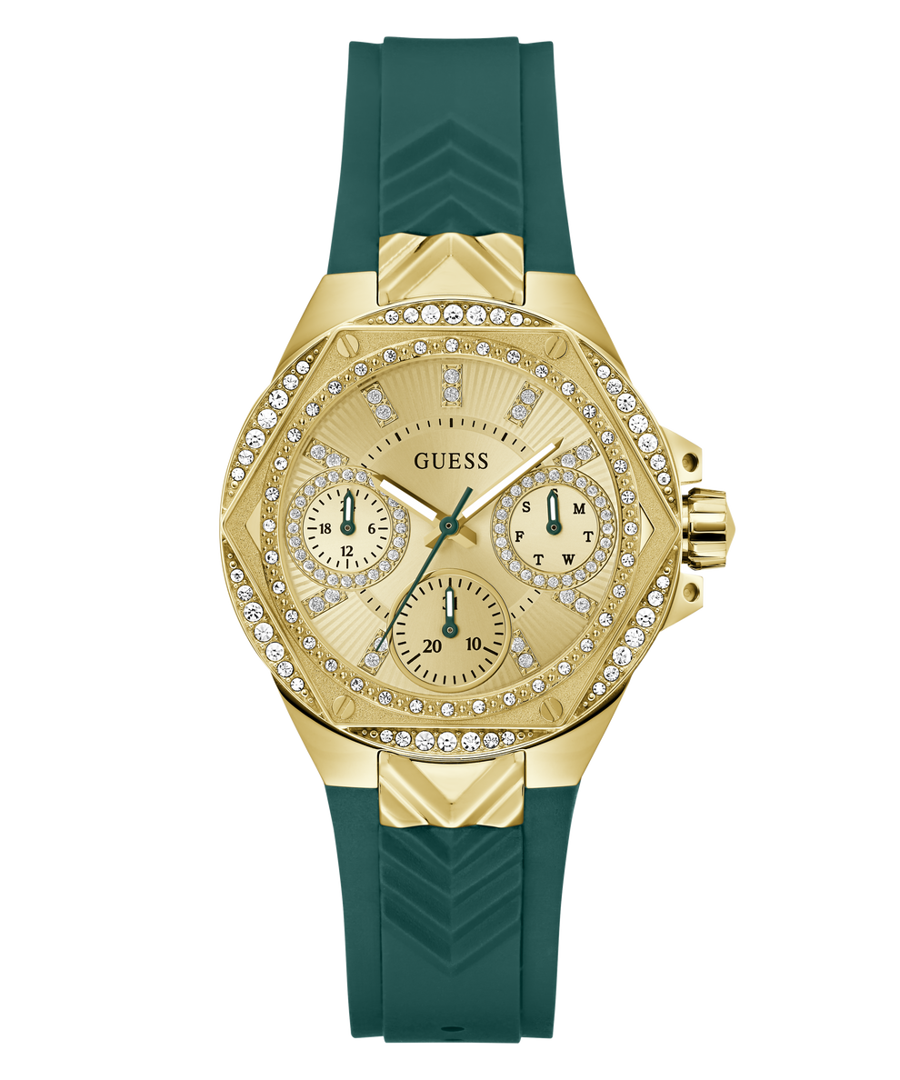 Reloj multifunción GUESS para mujer en tono dorado y verde