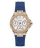 GW0774L3 GUESS Ladies Blue Rose Gold Tone Multi-function Watch