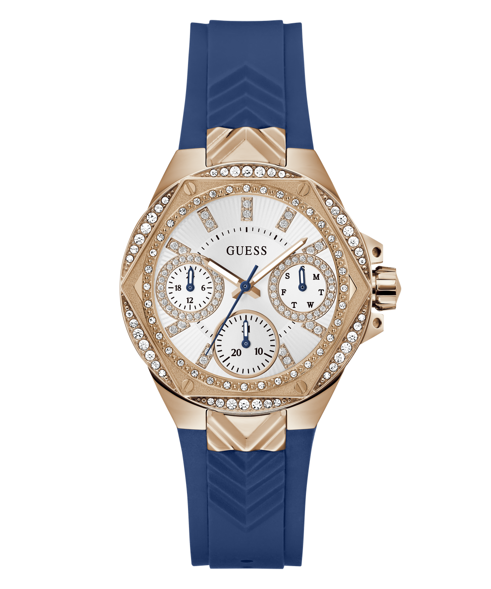 GW0774L3 GUESS Ladies Blue Rose Gold Tone Multi-function Watch