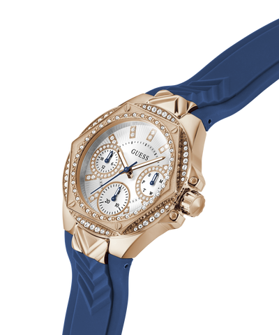 GW0774L3 GUESS Ladies Blue Rose Gold Tone Multi-function Watch lifestyle