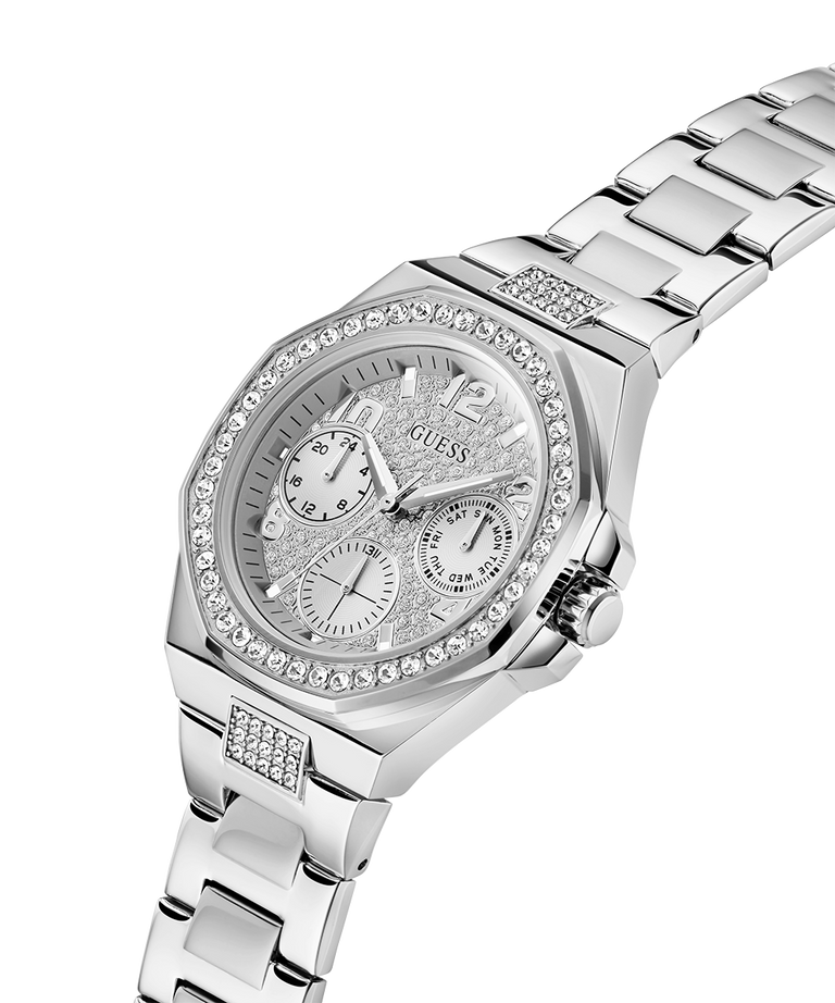 GW0777L1 GUESS Ladies Silver Tone Multi-function Watch lifestyle angle