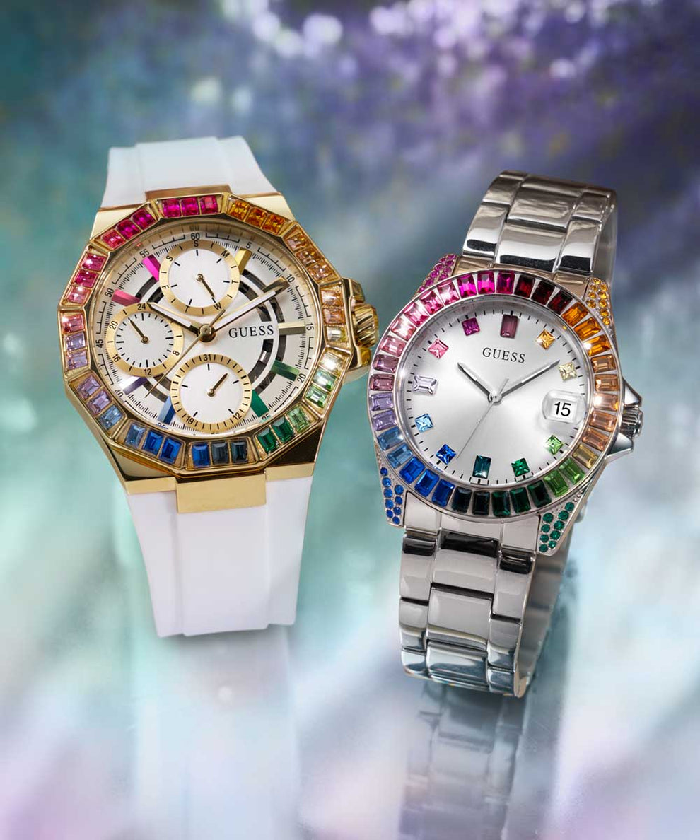 GW0779L1 GUESS Ladies White Gold Tone Multi-function Watch lifestyle beauty image