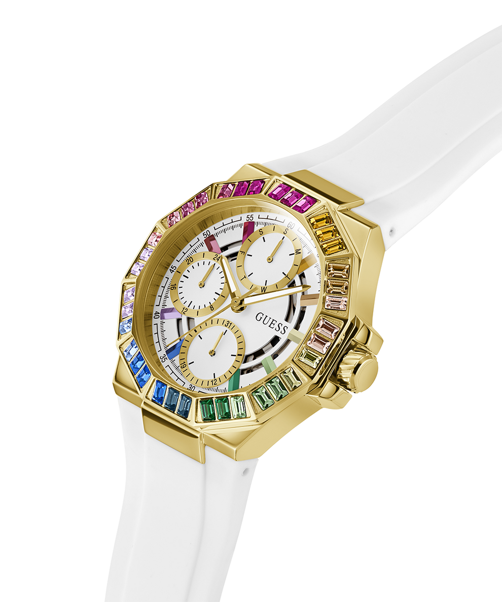 GW0779L1 GUESS Ladies White Gold Tone Multi-function Watch lifestyle angle