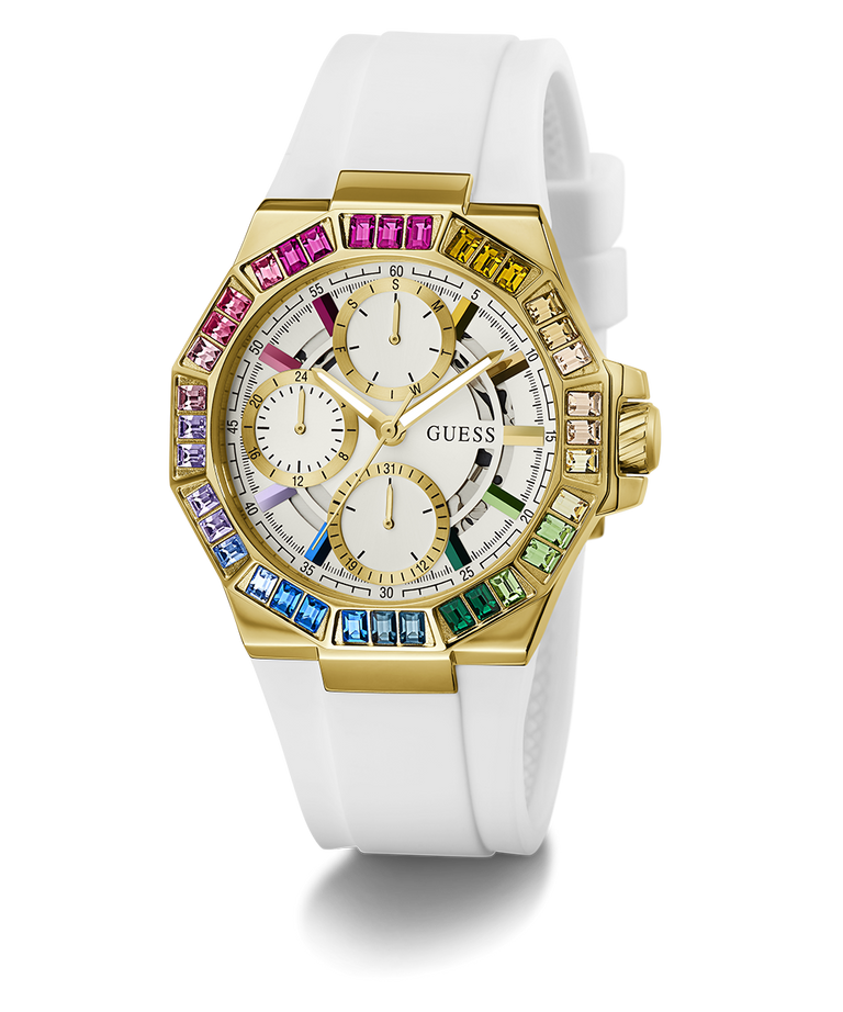 GW0779L1 GUESS Ladies White Gold Tone Multi-function Watch angle