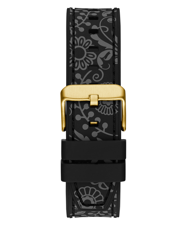 GW0784G1 GUESS Mens Day of the Dead Black Gold Tone Multi-function Watch back view