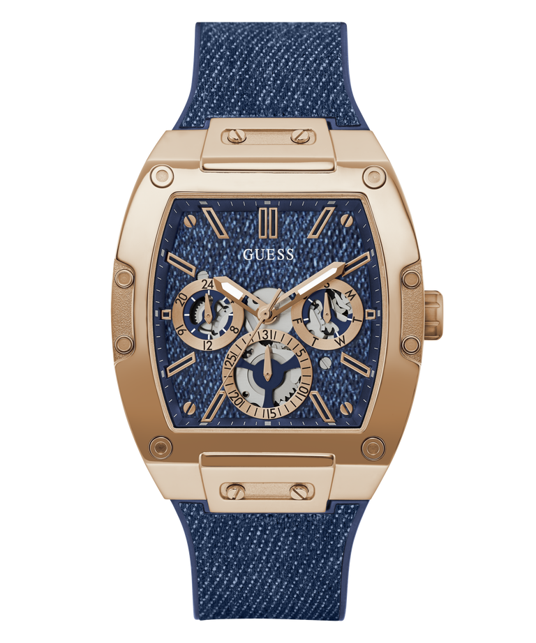 GW0786G2 GUESS Mens Blue Rose Gold Tone Multi-function Watch