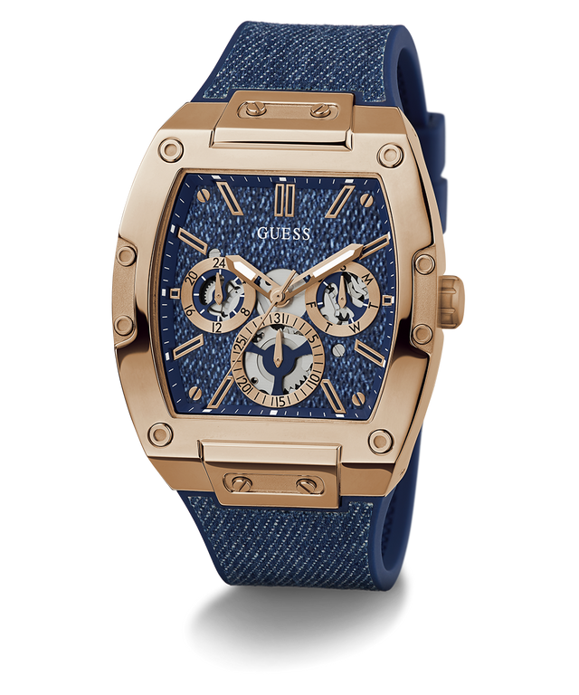 GW0786G2 GUESS Mens Blue Rose Gold Tone Multi-function Watch angle