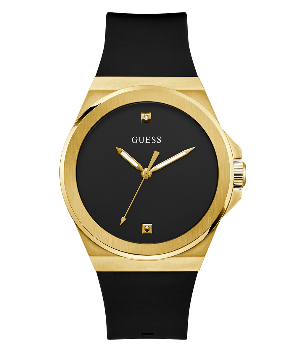 GW0790G1 GUESS Mens Black Gold Tone Analog Watch