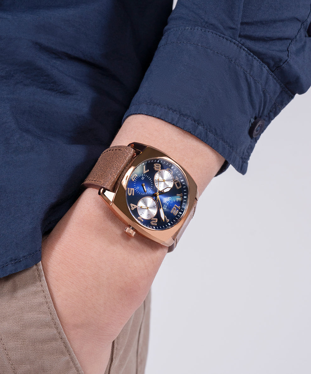 Guess Reloj Reloj Guess Coffee-Tone Y Cuero Multifunción Hombre