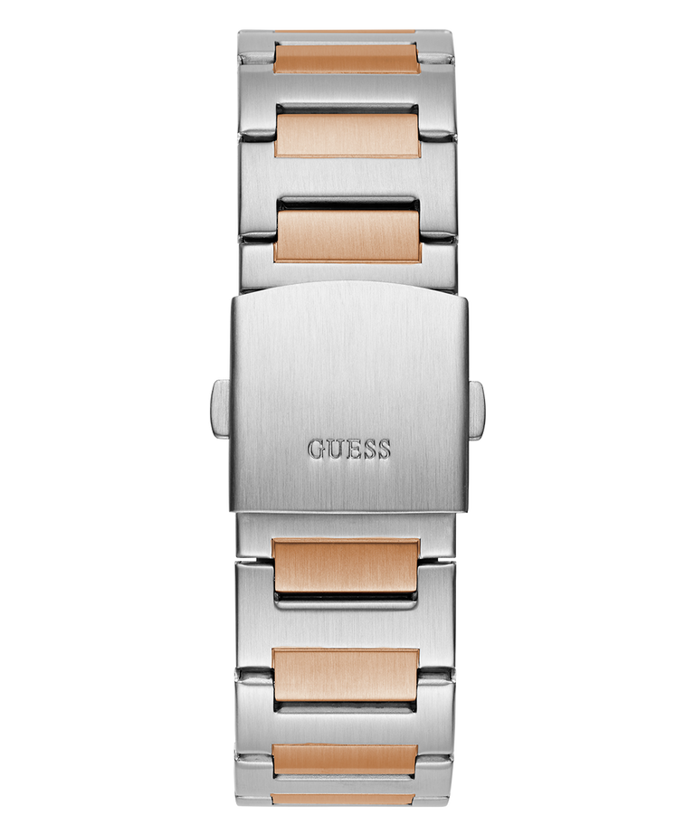 GW0795G2 GUESS Mens 2-Tone Silver Tone Multi-function Watch back view