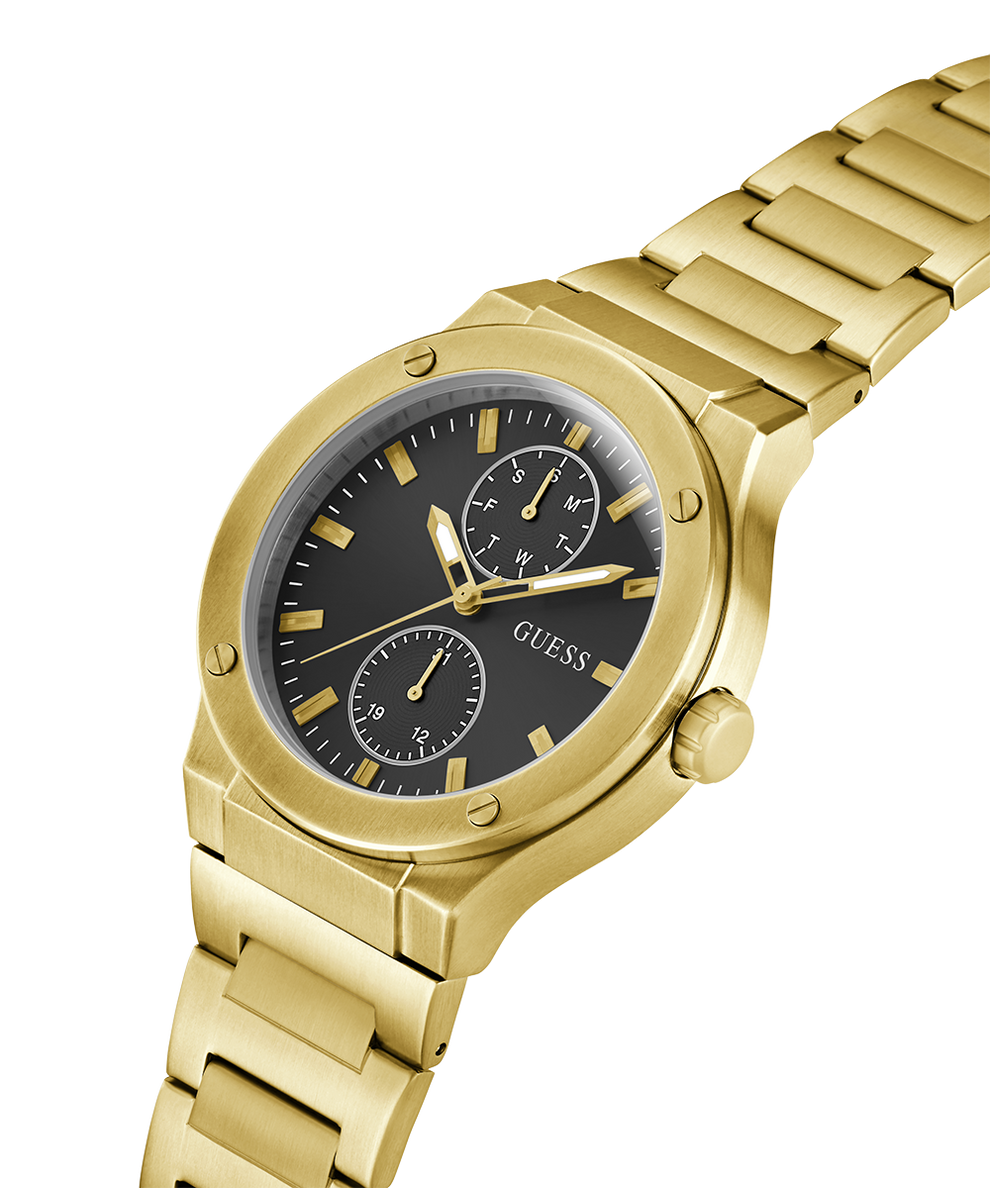 GW0795G4 GUESS Mens Gold Tone Multi-function Watch lifestyle angle